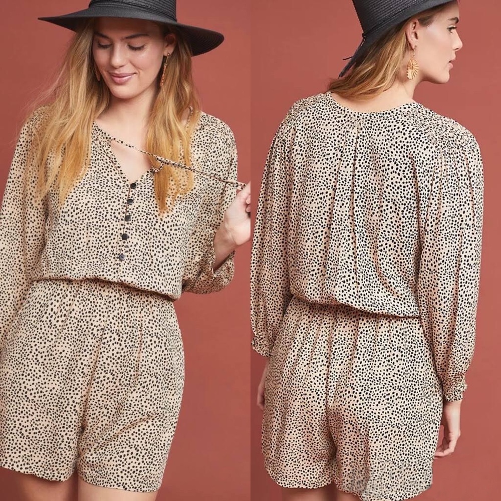 Beachgold Anthropologie Chelsea Polka Dot Romper